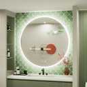 40inch Round LED Mirror for Bathroom, Front & Backlit Bathroom Mirror with Lights, Stepless Dimmable 6000K Daylight, Anti-Fog, LED Lighted