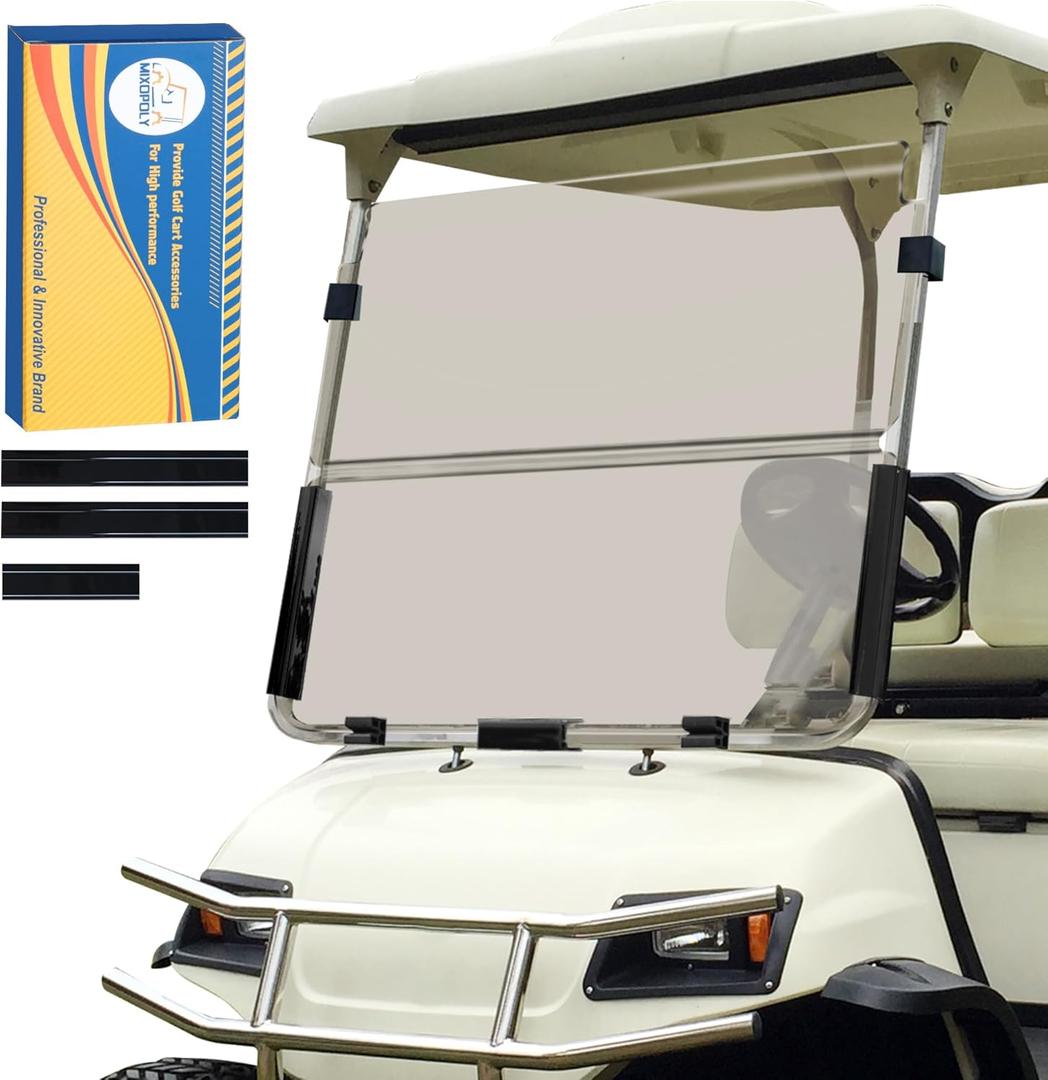 3/16"(5MM) Thick Foldable Golf Cart Windshield Direct Replacement for Yamaha G22 (2003-2006) Gas and Electric Models Tinted, Acrylic,Impact Resistant, UV-Protected