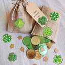 500Pcs St. Patrick's Day Sticker Rolls for Kids 1 Inch Glitter Shamrock Sticker Roll with 5 Different Designs Green Lucky Clover Self-Adhesive Decals St. Patrick's Day Envelope Scrapbook Decorations