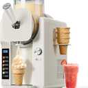 Slush Machine & Ice Cream Maker Machine 2-IN-1, 6 Modes for Smoothies, Milkshakes, Cocktails, Margarita, and Ice Cream, Double-Layer Tank, With Ice Cream Cone Holder, Self-Cleaning, For Home Use, 75OZ  White