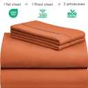 LuxClub 4 PC King Size Sheet Set Deep Pockets 18" Wrinkle Free Cooling Sheets Machine Washable Hotel Bedding Silky Soft - Autumn Orange King