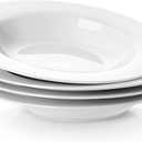Y YHY Soup Bowls, Pasta Bowl Set of 4, White Shallow Bowl Plates, Porcelain Rimmed Bowls, 8 Inches Diameter with Rim, Mather's Day Gift, 8.25 Inch-8 Oz