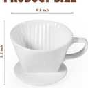 Pour Over Coffee Dripper, Ceramic Pour Over Coffee Maker with 3 Holes Flat Bottom, Easy Manual Brew Maker, Porcelain Slow Filter Cone for Travel, Camping, Office, Home, White