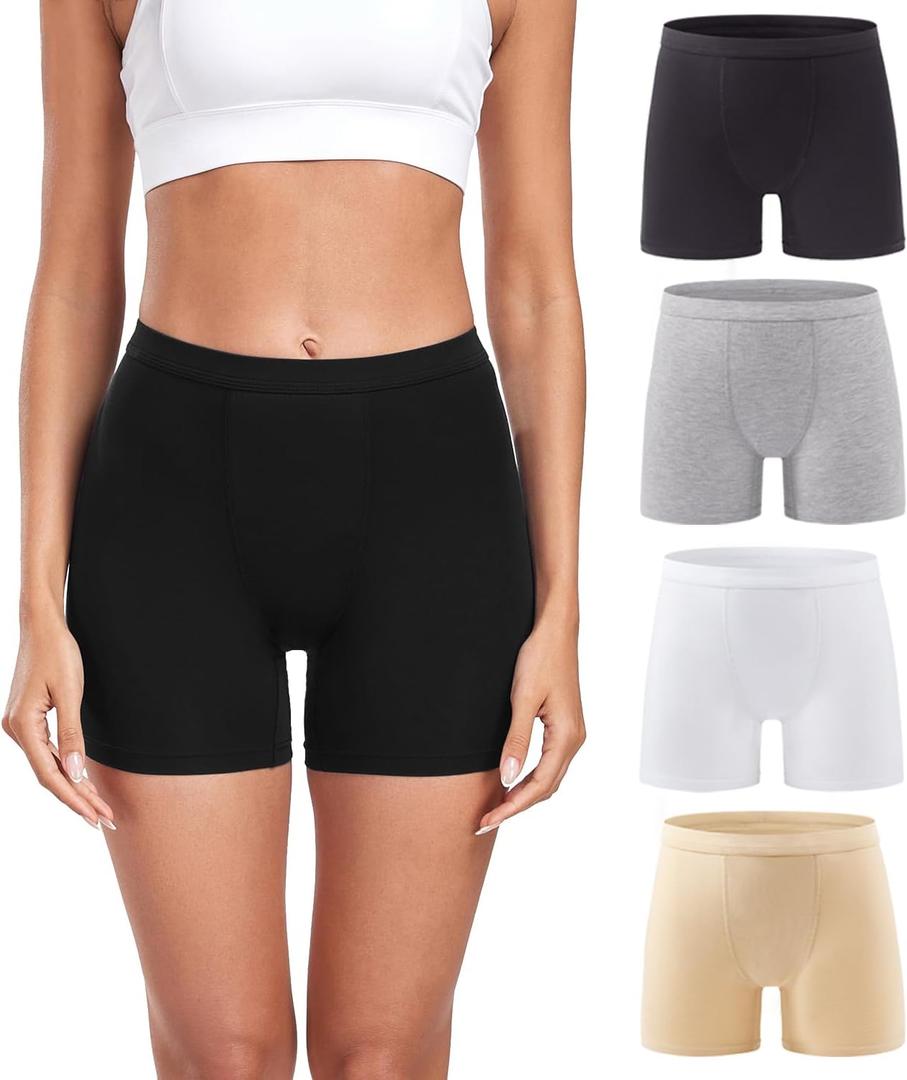 wirarpa Women's Modal Boy Shorts Panties Soft Microfiber Boxer Briefs Underwear 4 Pack, XL