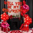 Red Will You Be My Girlfriend Balloons 54pcs Red Balloon kit Include Lip balloons 18 Inch Heart Shaped Balloons and 1000 Artificial Rose Petals Romantic Decoration Kit for Valentines Party
