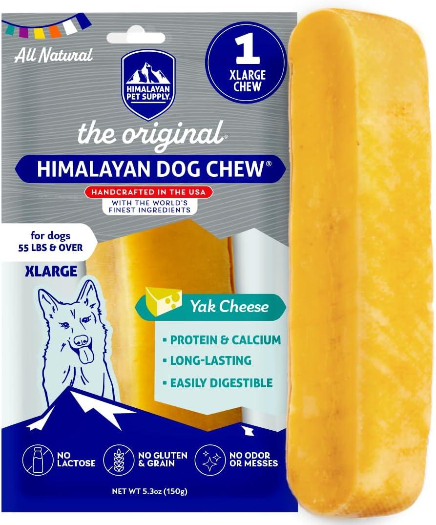 Himalayan Dog Chew Original Yak Cheese Chew, 1 X-Large Stick, 5.3 oz, Gluten Free, Healthy Treats, Grain & Lactose Free 100% Natural, Long Lasting for Dogs Over 55 lbs, Best By: 2029-03-03
