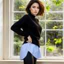 WaJuemy Shirt Extender for Women Layering Fake Top Lower Sweep Shirts Extenders Removable Undershirt Half Slip Layer (Blue)