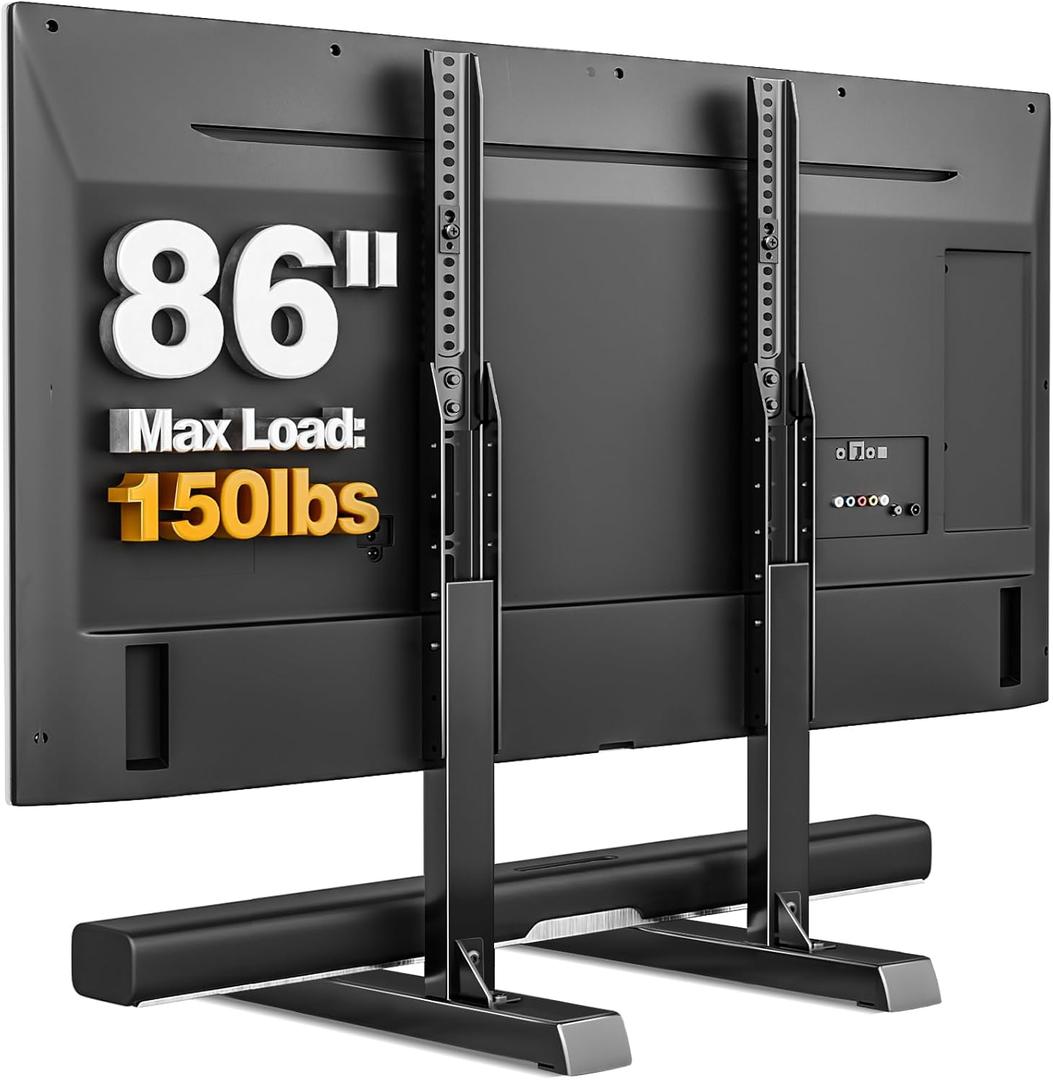 Universal TV Legs, Table Top TV Stand Base with Height Adjustable for Most 37 to 86 Inch TVs, Wobble-Free Replacement with Cable Management, Holds up to 150lbs, Max VESA 800x600mm, Black (Black)