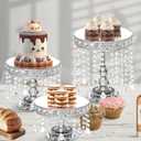 6 Piece Silver Cake Stand Set with Crystal, Mirror Silver Dessert Table Stands Set for Cupcake, Pastry, Round Cake Stands for Wedding Reception, Party(Mirror Silvery)