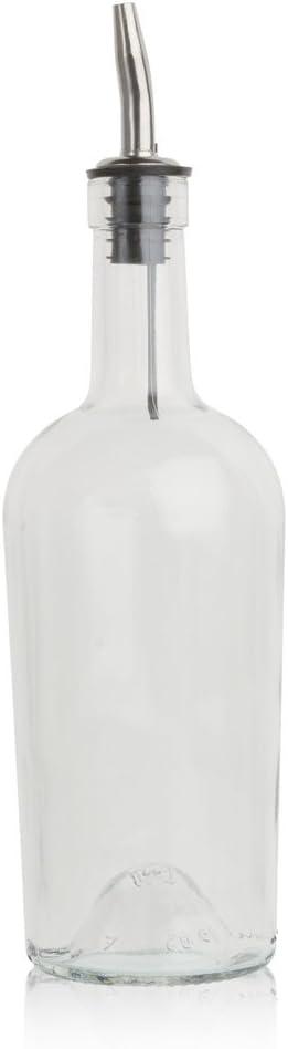 Tablecraft Home Glass Syrup Bottle with Vented Stainless Steel Pourer - 500ml