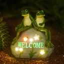 Nacome Solar Garden Outdoor Statues Frog with Succulent and 7 LED Lights - Lawn Decor for Patio, Balcony, Yard Ornament - Chrismtas Gifts for Mom Grandma