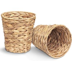 Wicker Waste Basket for Bedroom, Trash Can, Rattan Wastebaskets, Small 1 Gallons (2 Pack)
