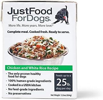 JustFoodForDogs, Pantry Fresh Chicken and White Rice Dog Food Tetra Pack, 12.5 oz BB Date 13/01/2027