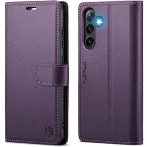 FLIPALM Wallet Case for Samsung Galaxy S25 5G, RFID Blocking Credit Card Holder, PU Leather Folio Flip Kickstand Protective Shockproof Cover for Galaxy S25 (Purple)