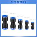 Konohan 100 Pcs Quick Connect Air Hose Fittings 1/8", 1/4", 5/16", 3/8", 1/2" Straight Push Metric Connectors Quick Release Plastic Pneumatic Air Line Fittings for Tube, Truck, Automotive, 2 Way