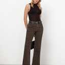 GRAPENT Women's Flare Jeans High Waisted Wide Leg Baggy Jean for Women Stretch Denim Pants (Brown, XL)