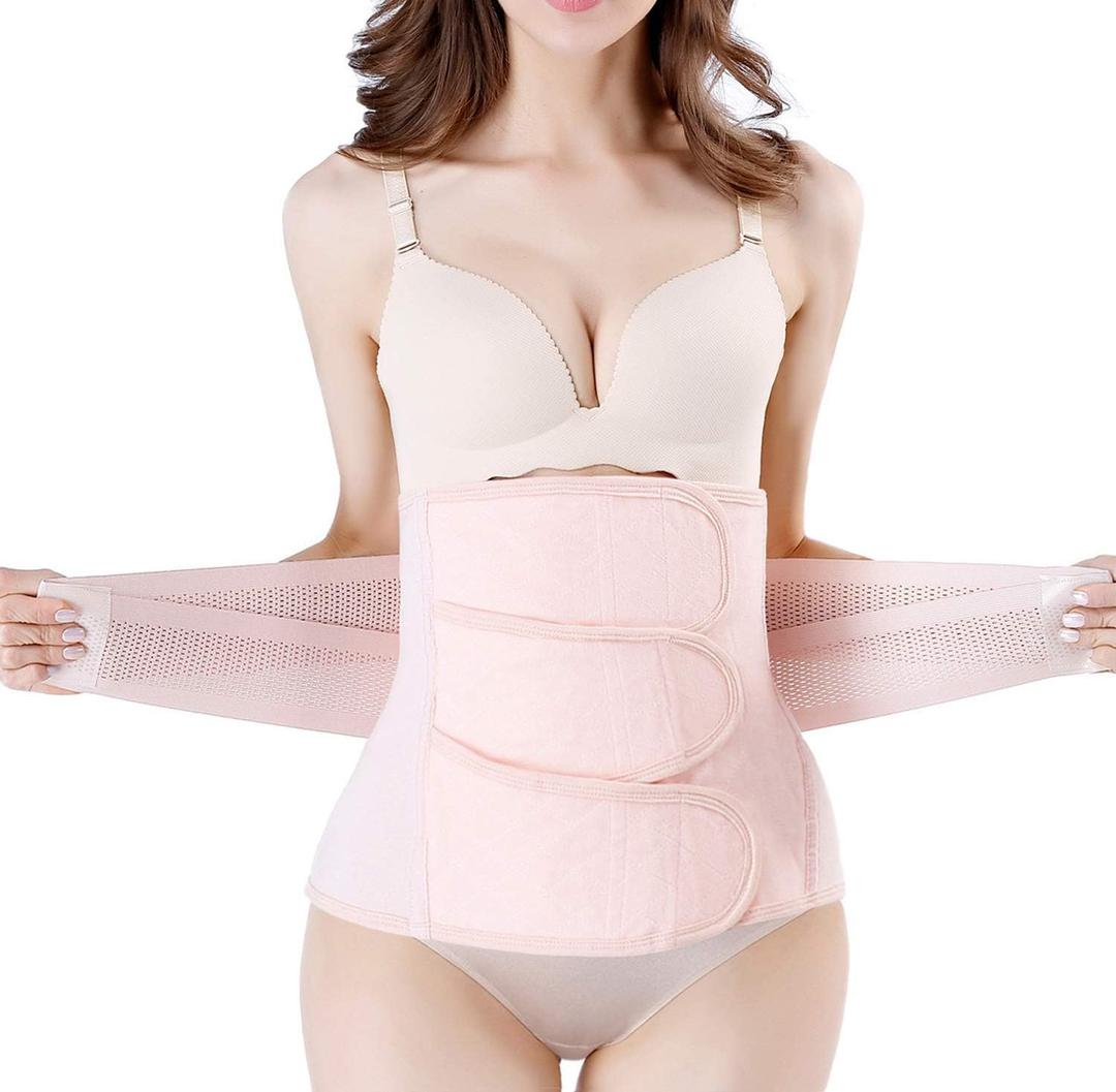 Postpartum Girdle C-Section Recovery Belt Back Support Belly Wrap Belly Band Shapewear (Postpartum Waist 39"-48",  XL, Pink)