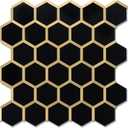 Hexagon Peel and Stick on Backsplash for Kitchen and Bathroom, Black Marble Look PVC Mixed Metal Gold Self Adhesive Metal Mosaic Tiles(10 Sheets, Seamless), 11"L x 10.6"W x 0.1"H