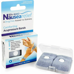 Sea-Band Anti-Nausea Travel Sickness Acupressure Wristbands, 1 Pair, Blue
