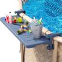 Poolside Bar, [Original] Swim Up Bar Exclusively for Above-Ground Round Pools. Patio Poolside Table Smart Fold Easy Maintenance, Weather Resistant Stable