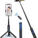 ATUMTEK Selfie Stick Tripod, 3-in-1 Extendable Aluminum Phone Tripod with Detachable Bluetooth Remote, Compatible with iPhone 17/16/15/14/13/12/11/11 Pro/XS Max/XR and Samsung Smartphones, Blue