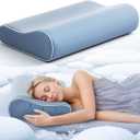 Cervical Neck Pillow for Pain Relief - Dreamers Relief Pillow, Orthopedic Pillow for Neck and Shoulder Pain, Adjustable Contour Pillow (Blue)