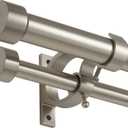Brushed Nickel Double Curtain Rods 72 to 144 Inches (6-12 Feet),1-Inches Front and 5/8 Inches Back Adjustable End Cap Double Window Drapery Rod for Drapes and Curtains