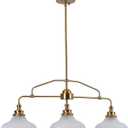32.5" Modern Kitchen Island Lights with Alabaster Glass Shade, 3-Light Dining Room Lighting Fixtures Hanging, Transitional Multi Pendant Lighting, Brass Finish