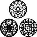 Boxiki Kitchen Silicone Trivet Mat | Trivets for Hot Dishes, Pads, Trivets, Microwave, Pot and Mexican Wall Decor (Black)