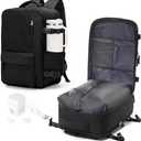 WONHOX Large Travel Backpack Carry on Flight Approved Laptop Work Business Backpack for Women Men Mochila de Viaje (A90-black)