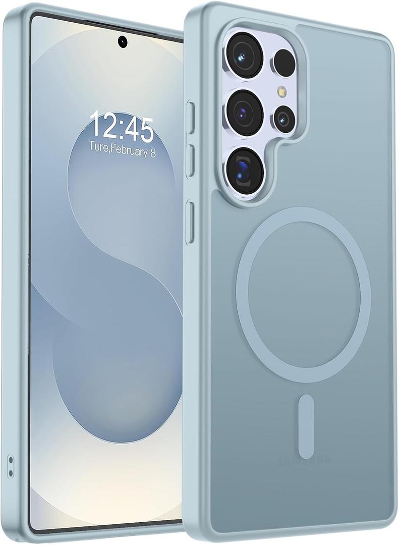 SUPFINE Magnetic for Samsung Galaxy S25 Ultra Case(Compatible with MagSafe) (Military Grade Drop Protection) Slim Translucent Shockproof Phone Case,Sliver Blue