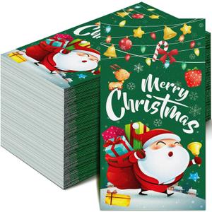 100 Pieces Christmas Paper Guest Napkins 3 Ply Merry Christmas Cocktail Napkins Disposable Xmas Bathroom Hand Towel Santa Gnome Christmas Tree Napkins for Party Supplies (Santa Claus)