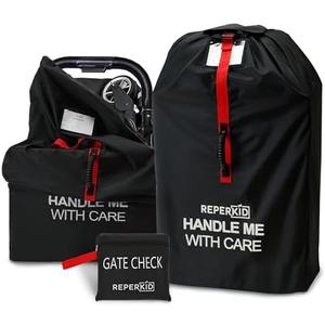 reperkid Medium Stroller Bag for Airplane Travel, Black & Red, 42" H x26 W x13 D, Fits Most Single Strollers Incl. Jogging & Standard Models – Premium Waterproof Cover, Adjustable Shoulder Straps