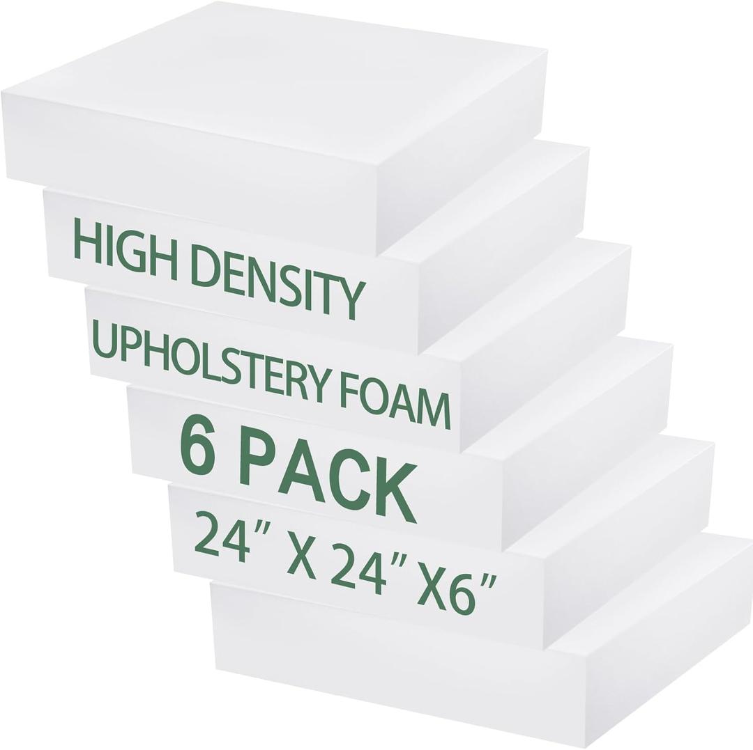 Frienda 6 Pack 6 Height X 24 Width X 24 Length High Density Outdoor Couch Cushion Replacements for Patio Furniture Square Upholstery Foam Pad for Couch Cushion Sofa Support Outdoor