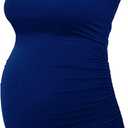 Smallshow Women's Maternity Tank Tops Sleeveless Ruched Pregnancy Clothes, Size M