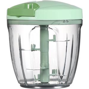 Ourokhome Manual Food Processor Vegetable Chopper, Portable Hand Pull String Garlic Mincer Onion Cutter for Veggies, Ginger, Fruits, Nuts, Herbs, etc., 900ml, Green