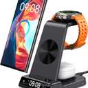 Wireless Charger for Samsung, 3 in 1 Wireless Charging Station for Samsung Galaxy S25 Ultra/S24 Ultra/S23/S22/Note 20/Z Flip 7/Fold 6, Charger for Samsung Galaxy Watch Ultra/8/7/6, Galaxy Buds 3/3 Pro (Black)