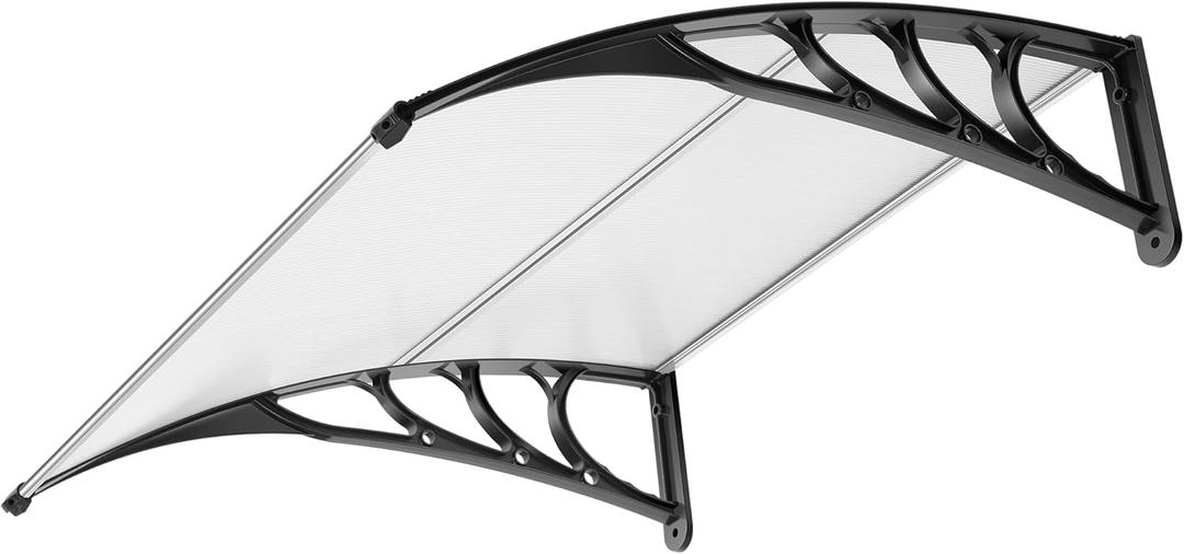 VIVOHOME Polycarbonate Window Door Awning Spliced Canopy Transparent with Black Bracket 40 Inch x 40 Inch