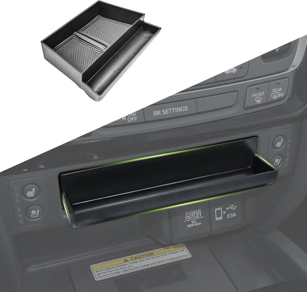 Center Console Organizer Compatible with Honda Pilot 2016-2022/ Ridgeline 2017-2024/ Passport 2019-2025 Interior Accessories, Armrest Hidden Drawer Glove Storage Box Insert Tray, Black