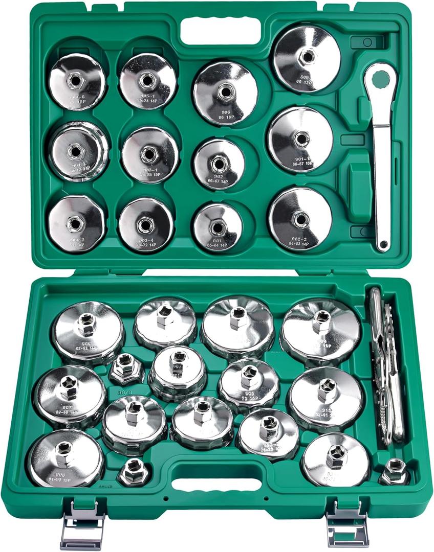 31pcs Oil Filter Wrench Set 1/2" Drive Oil Filter Removal Tool Kit Oil Filter Type Wrench Socket Removal Tool Set Oil Filter Socket Set