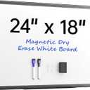 VUSIGN 24" x 18" Magnetic Whiteboard for Wall, Dry Erase Board with Black Frame, Hanging White Board for Office, Home, School, Dorm Includes Markers, Magnets & Eraser