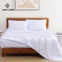 LANE LINEN 100% Organic Cotton Twin XL Sheets Set 3-Piece Pure Percale Bedsheets Bedding Breathable Fits Mattress Upto 15" Deep - Blue Ticking Stripe