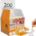 XFasten Golf Pencils with Erasers Bulk, 200-Pack 3.5" #2 HB Pre-Sharpened Easy-to-Grip Half Mini Golf Pencils for Kids, Adults, and School Supplies - Hexagonal, Smooth Writing, and Non-Smudging