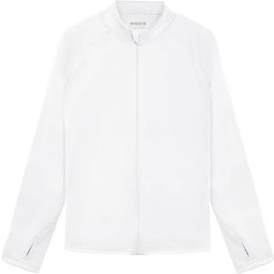 Boys Toddler Rash Guard Long Sleeve Zip Up UPF 50+ Sun Protection UV Shirts Quick Dry Kids SPF Swim Shirt Thumb Hole (X-Large, White)