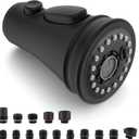 Kitchen Faucet Spray Head Replacement - Pull Down Faucet Sprayer Head with 15 Adapters, 3-Function Kitchen Sink Faucet Head, Replacement Pull Out Faucet Head Nozzle, Matte Black