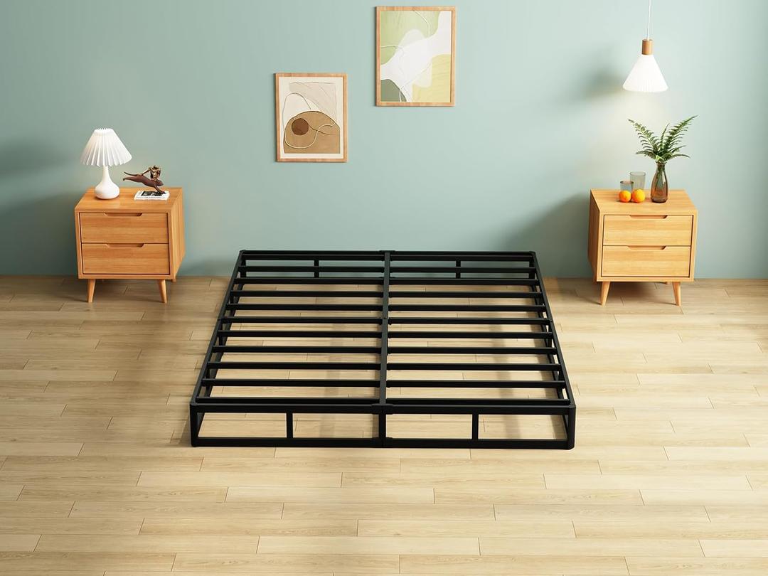 7 Inch Queen Box Spring,Black Heavy Duty Metal Mattress Foundation/Easy Assembly/Non-Slip/No Noise/Easy Clean Fabric Cover