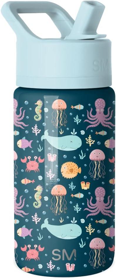 Simple Modern Kids Summit Water Bottle with Straw Lid | 14oz Stainless Steel Cup Insulated Tumbler for Toddlers, School | Under the Sea