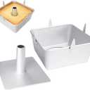 Hitter 18 Cup Angel Food Cake Pan, 10-inch Anodized Aluminum Square Tube Cake Pan with Cooling Feet & Nonstick Coating Perfect for Angel, Chiffon & Pound Cake