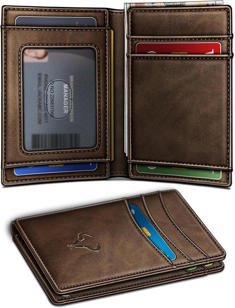 BULLIANT Slim Wallet For Men 12Cards,Magnetic Flip Build-in Money Clip Airtag Compatible-RFID Blocking