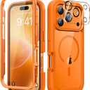 Magnetic for iPhone 17 Pro Max Case with Built-in Sensitive Screen Protector, Full-Body Dual Front& Back Protective Phone Case[Compatible with MagSafe] DropProof 17 ProMax Cover 6.9",Orange